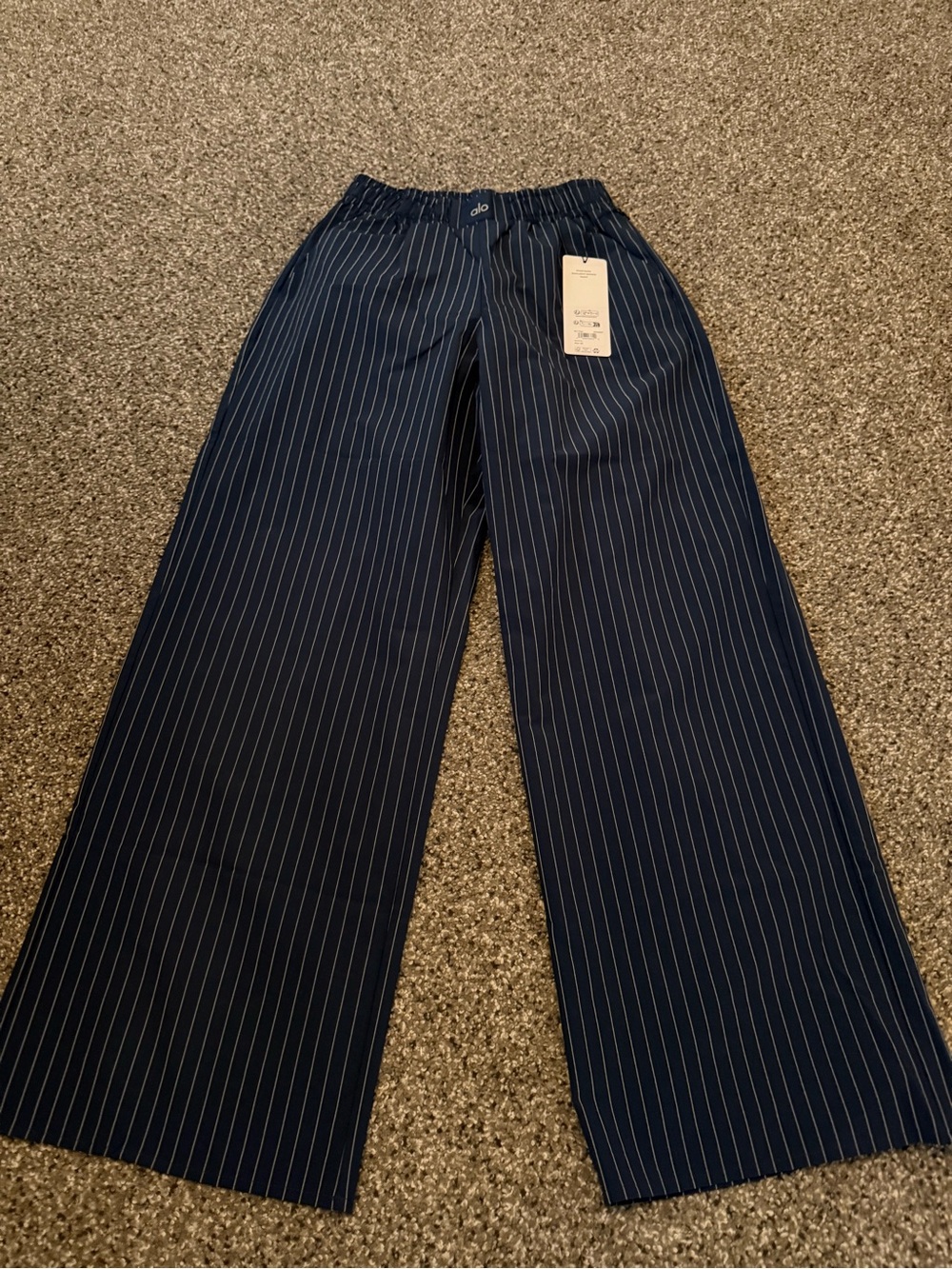 ALO Yoga Navy Pinstripe Wide-Leg Pants